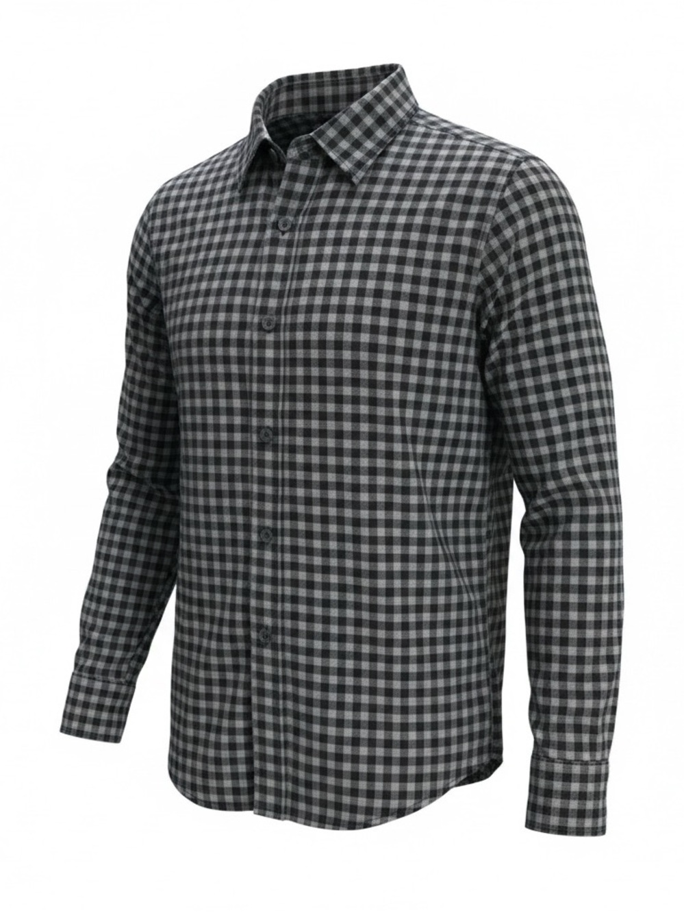 Michael Kors Men’s L Black Gray Check Plaid Slim Fit Button-Up Shirt